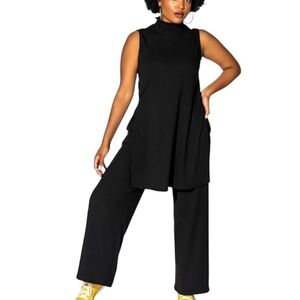 Dressed In Lala Black Gigi Sleeveless Ribbed Playsuit